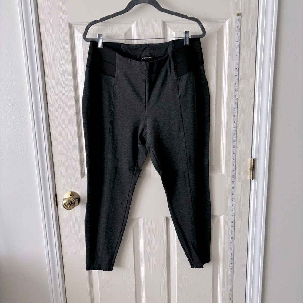Lane Bryant Charcoal Grey Leggings with Black Elastic Waist Detail